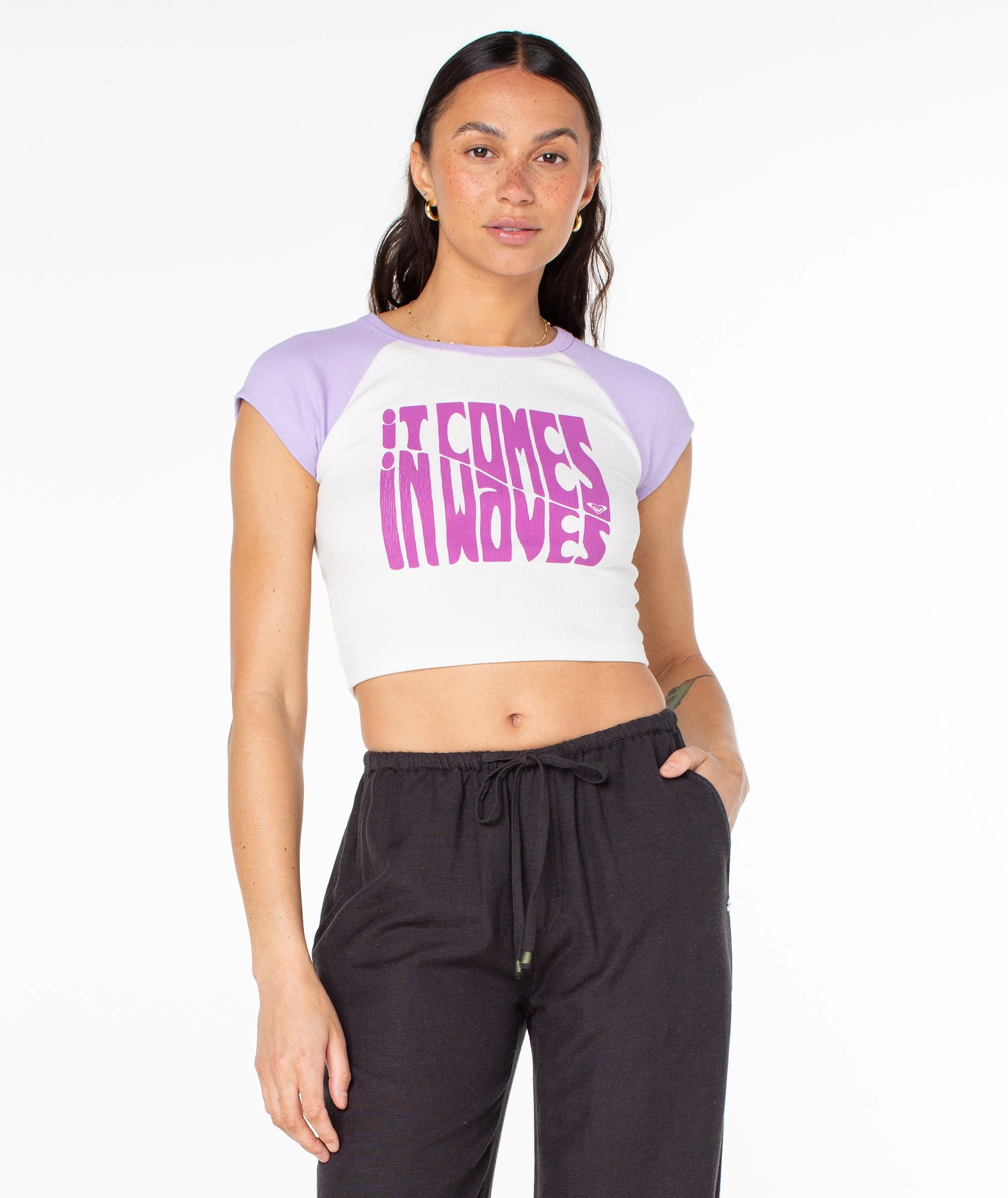Comes In Waves Cropped Baby Tee