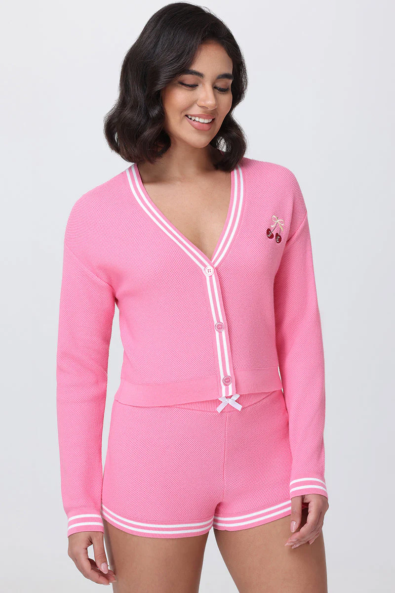 Embroidered Tipped Sweater Cardigan - Image 6