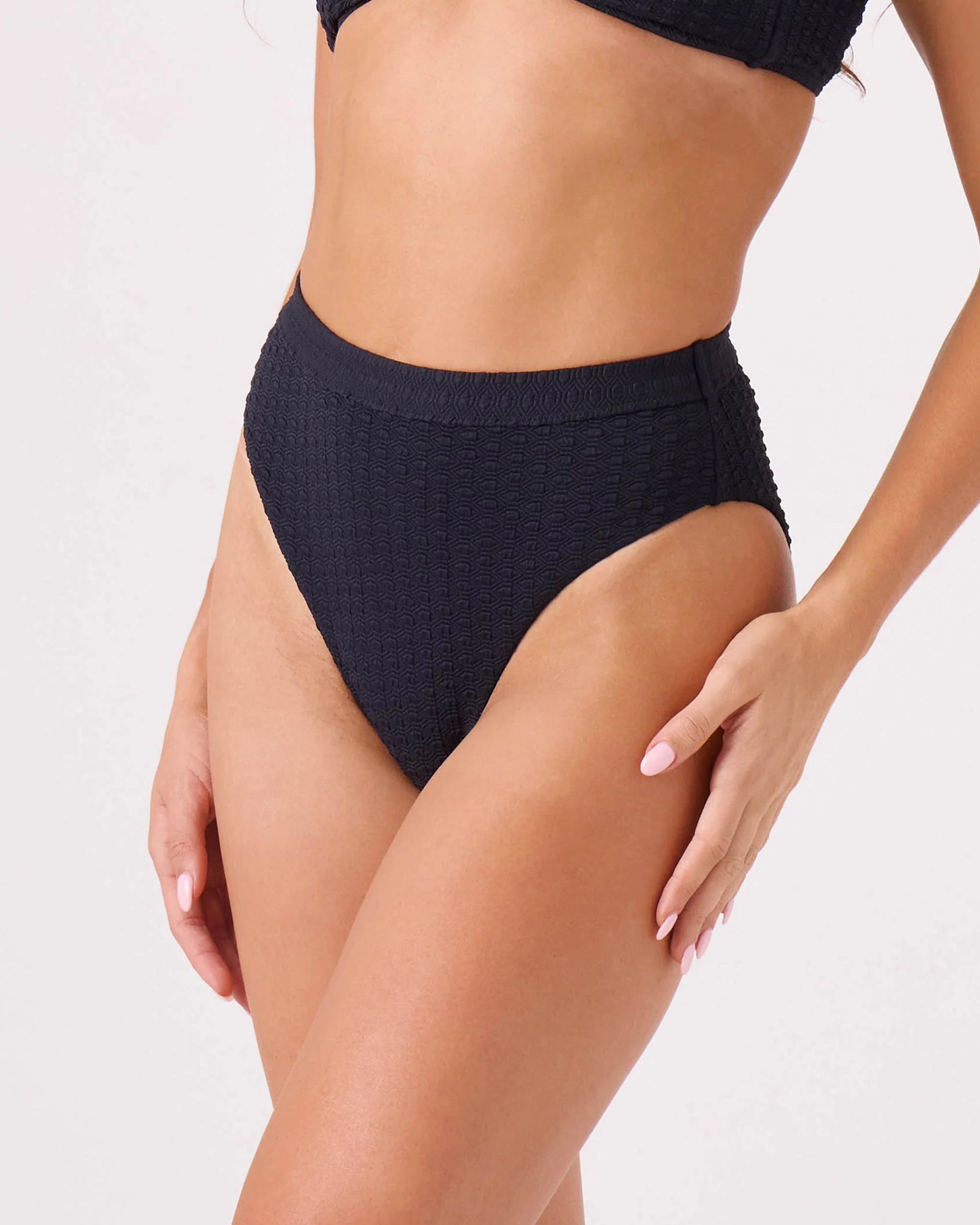 Haleiwa Banded High Waist Moderate Bikini Bottom - Image 4