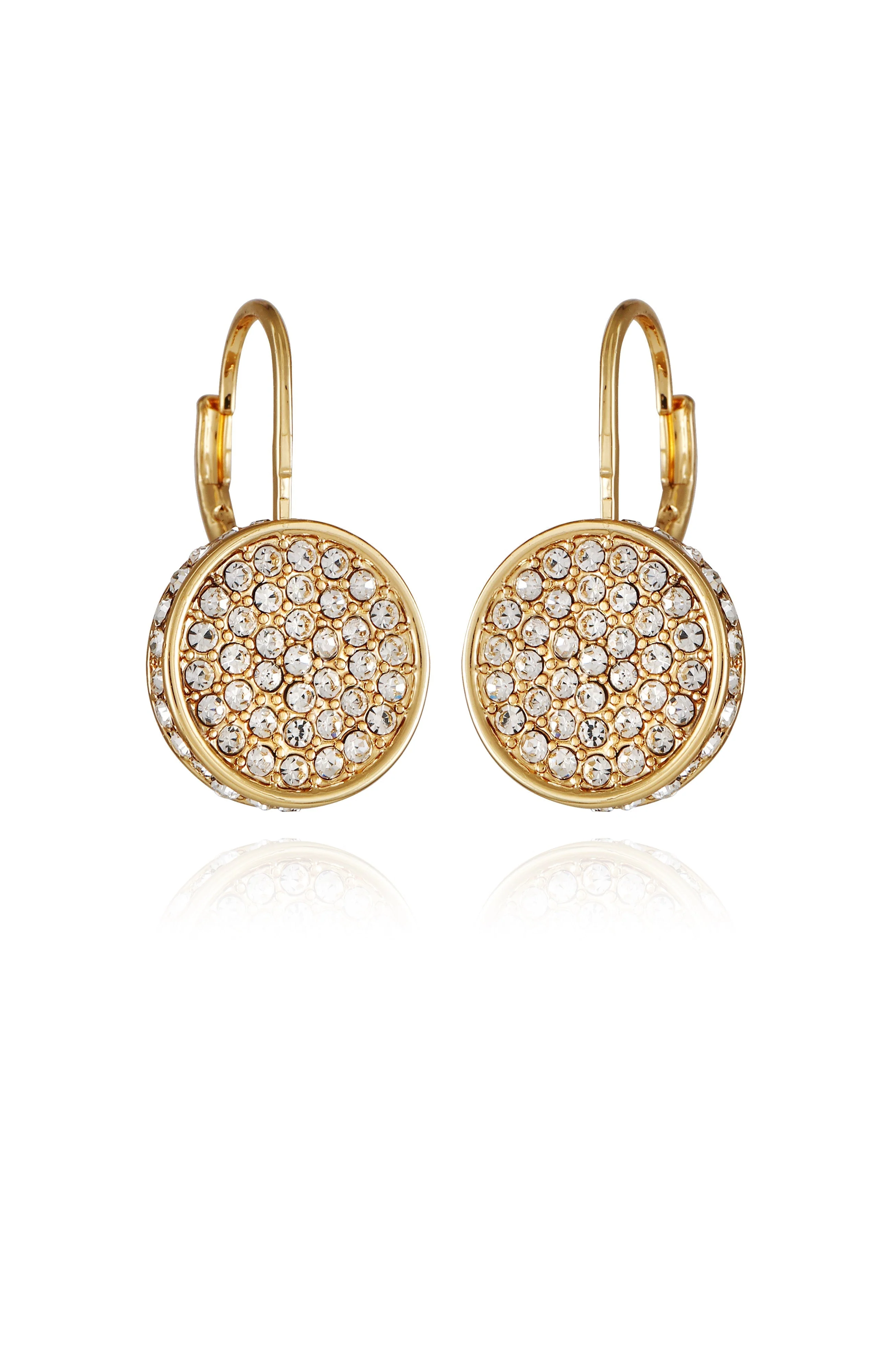 Pave Goldtone Drop Earrings