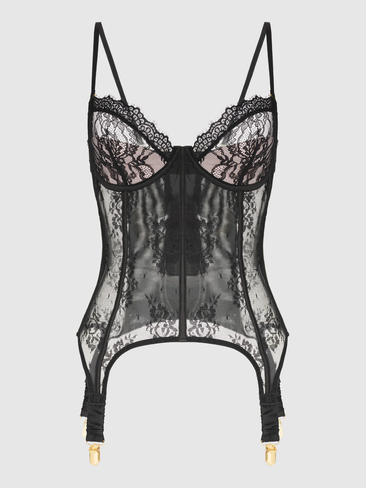 Rosalind Satin & Lace Underwire Lace Cup Corset - Image 10