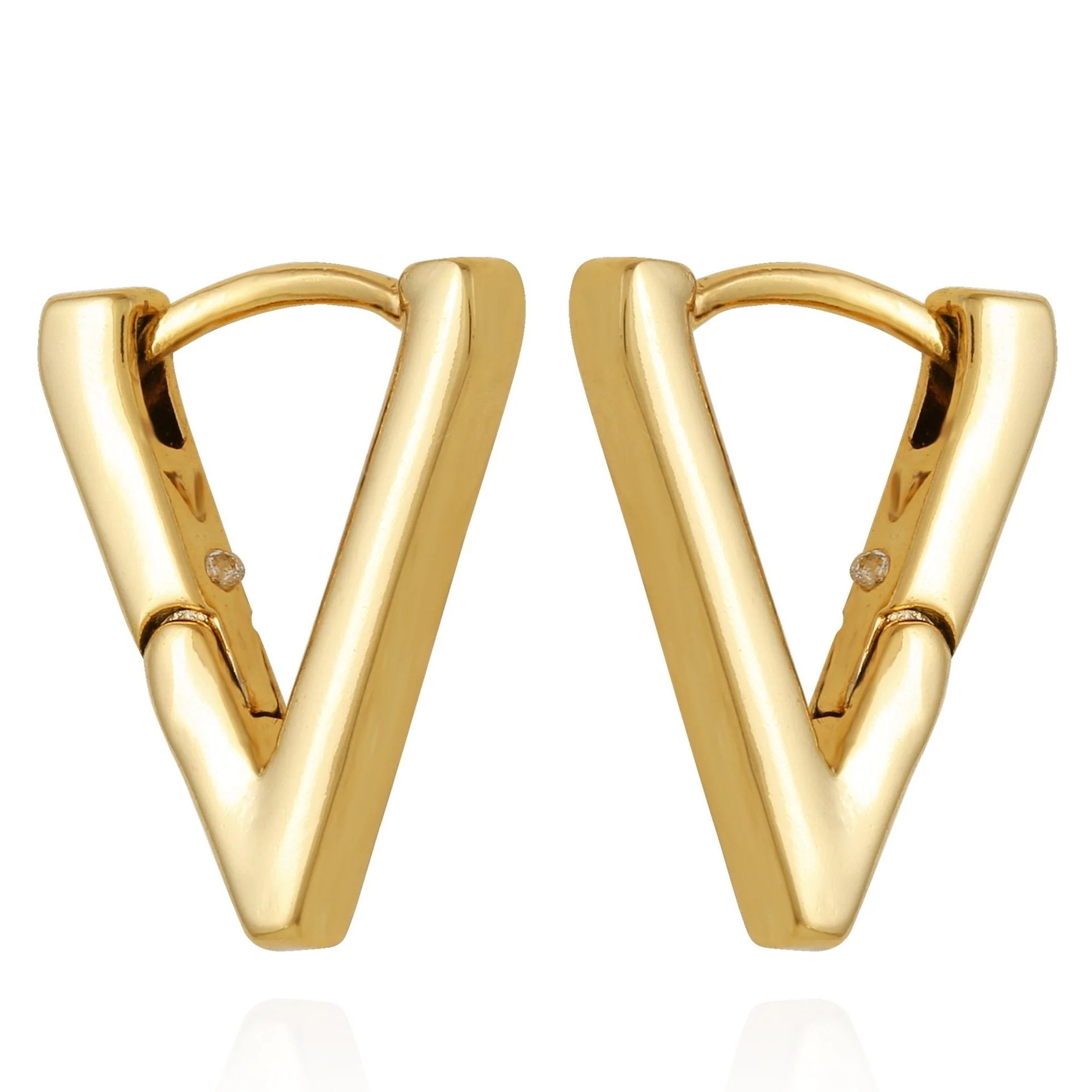 V-Hinge Huggie Earrings - Image 2